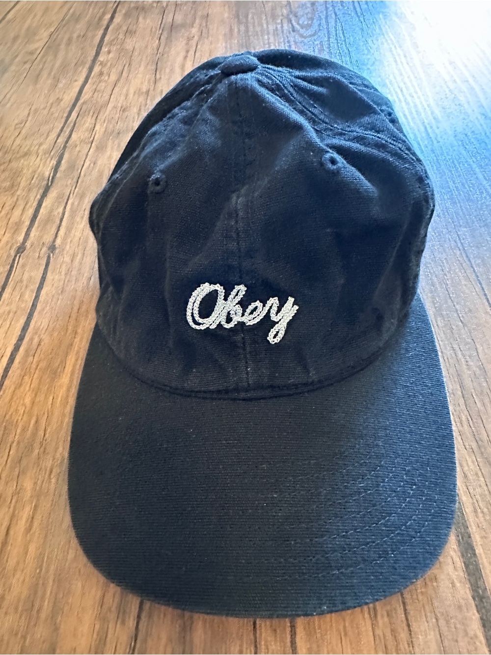 obey stitch script black cap